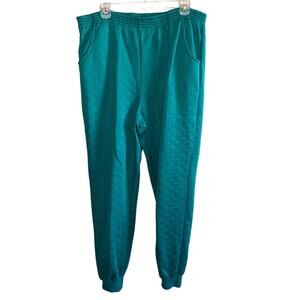 Gitano Teal Quilted Jogger Pants 20W Retro Lounge Aesthetic